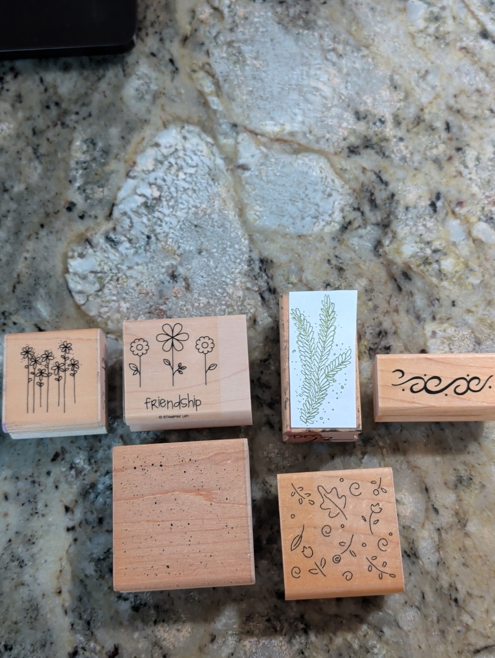 Wooden Decorative Rubber Stamp Set - Natural Wood